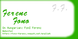 ferenc fono business card